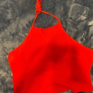 SHEIN rib knit tie crop top